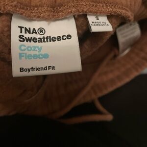 TNA Aritzia boyfriend fit brown bottoms